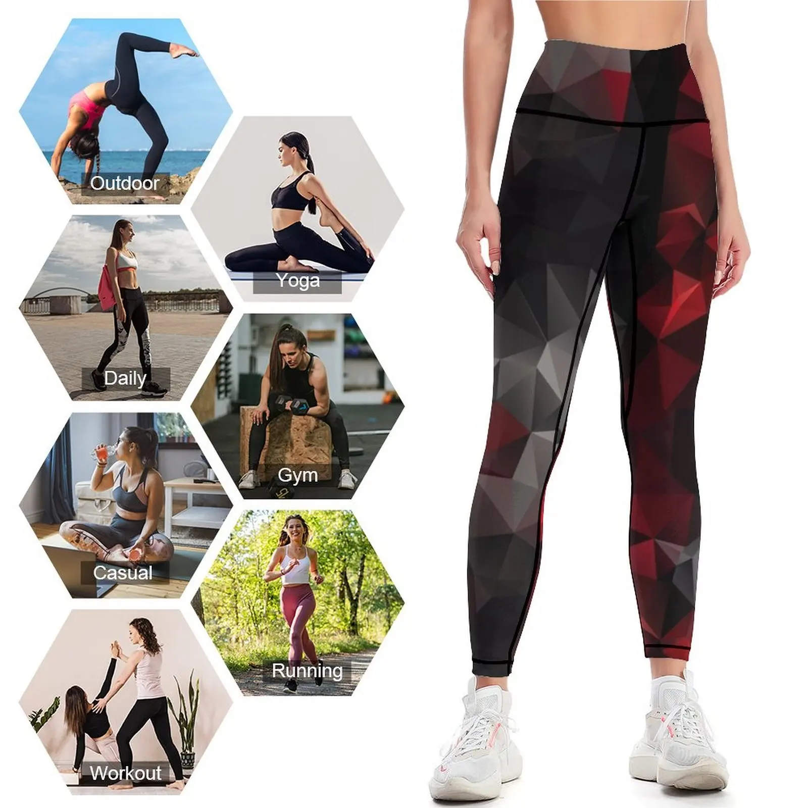 Siyah kırmızı renklerdeki üçge - Yoga Fitness Wallpaper incelemesi ve fiyatı